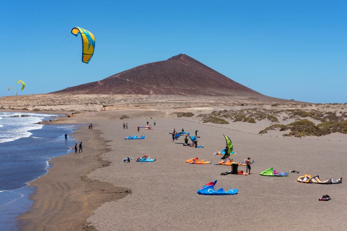 Tenerife's Stunning Coastal Villages: Where to Go and What to See 2 Montana Roja beach kite surfing or kite boarding at El Medano Tenerife
